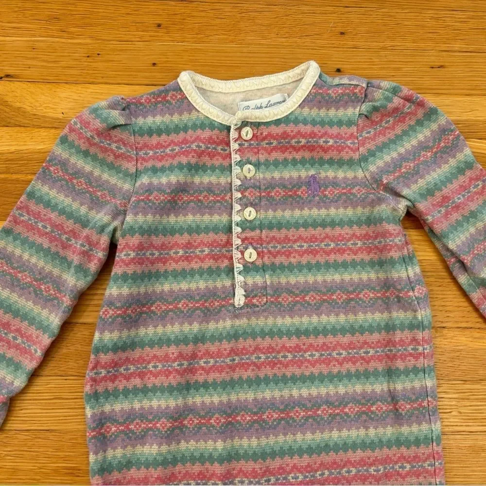 Ralph Lauren purple/pink/green stripe long sleeve jumpsuit
